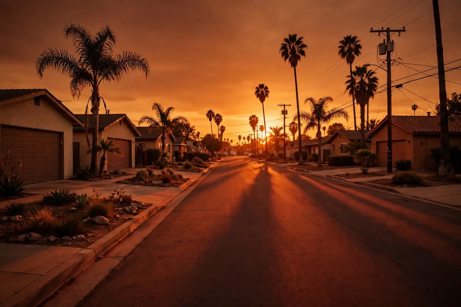 A South Bay street at golden hour